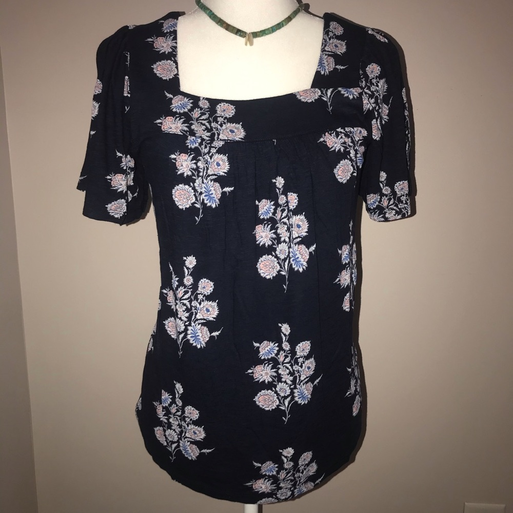 Lucky Brand Small Shirt Top floral blue NEW